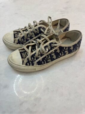 Dior Navy and Beige Logo Canvas Sneaker